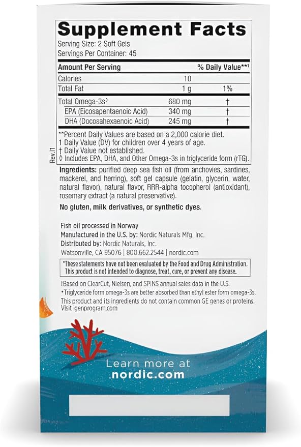 Nordic Naturals Ultimate Omega Jr. Strawberry - 90 Mini Soft Gels - 680 Total Omega-3s with EPA &amp DHA - Brain Health Mood Learning - Non-GMO - 45 Servings