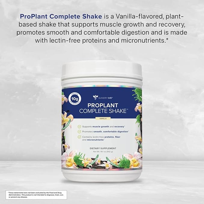 Gundry MD® Pro Plant Complete Shake™ High-Fiber Plant Protein Blend 20 Servings (Vanilla)