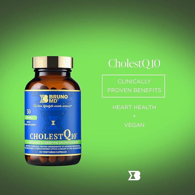 CholestQ10 Supplement Supports HDL Cholesterol &amp Triglyceride Levels already within the normal range with Curcumin Clinically Proven Ingredients Natural Cynara Cardunculus 60 Capsules