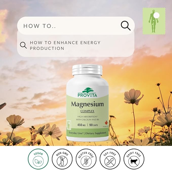 Provita Magnesium Complex Supplement | 4-in-1 Multi with Citrate Bisglycinate Malate &amp Oxide | Complete Magnesium Supplement for Women &amp Men | Supports Muscle Bone Heart &amp Energy | 90