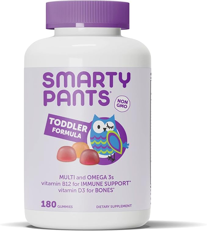 SmartyPants Toddler Multivitamin Gummies: Omega 3 Fish Oil (EPA/DHA) Vitamin D3 C Vitamin B12 B6 &amp Organic Kids Multivitamin Gummies: Probiotics Omega 3 (ALA) Vitamin D3 C Vitamin B12