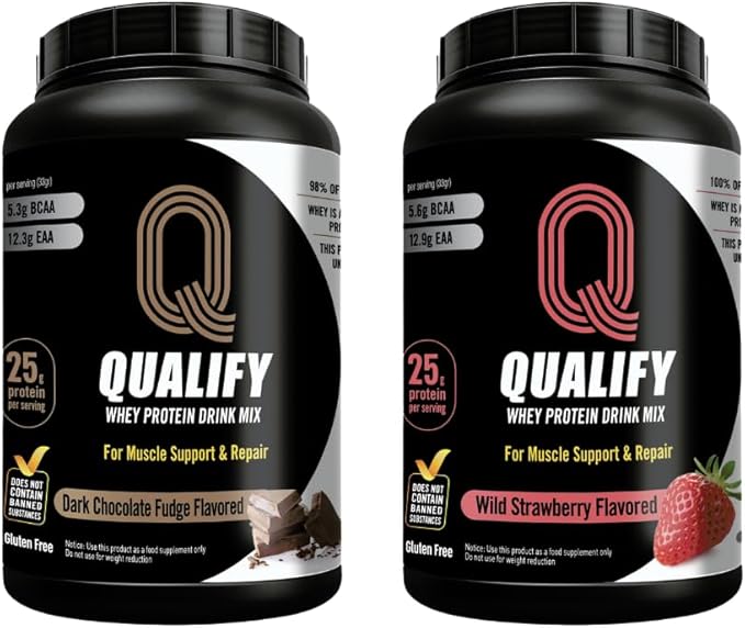 Dark Chocolate Fudge + Wild Strawberry Whey Protein Powder Bundle - Gluten-Free 24g &amp 25g Protein