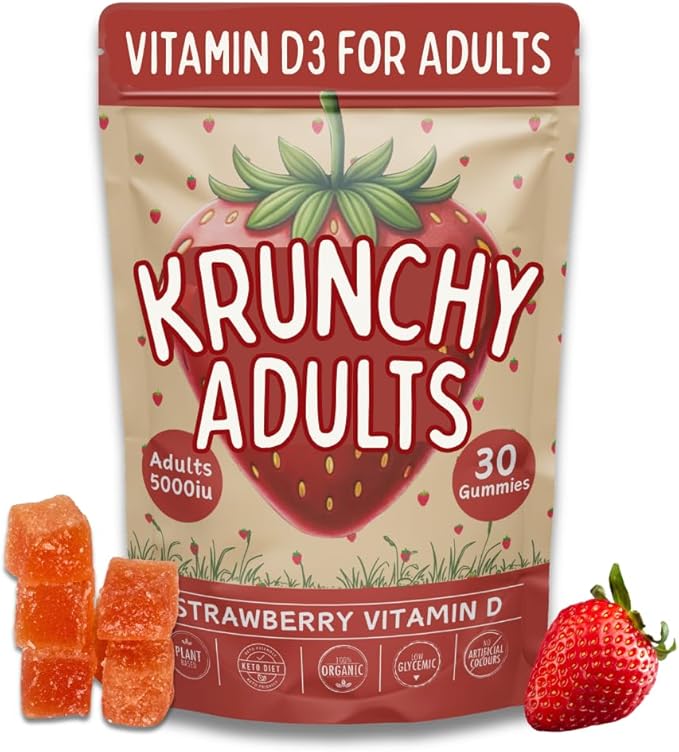Vitamin D3 Gummies for Adults 5000 IU - Clean Ingredient Plant-Based Formula Strawberry Flavor Parent Formulated Vegan Dye-Free Made in USA 30 Count