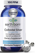Earthborn Colloidal Silver Liquid (8oz) - 100PPM Pure Monatomic Silver Water - 99.9% Natural Nano Silver Liquid Supplement for Immune Support* Non-GMO Glass Bottle | Made in USA