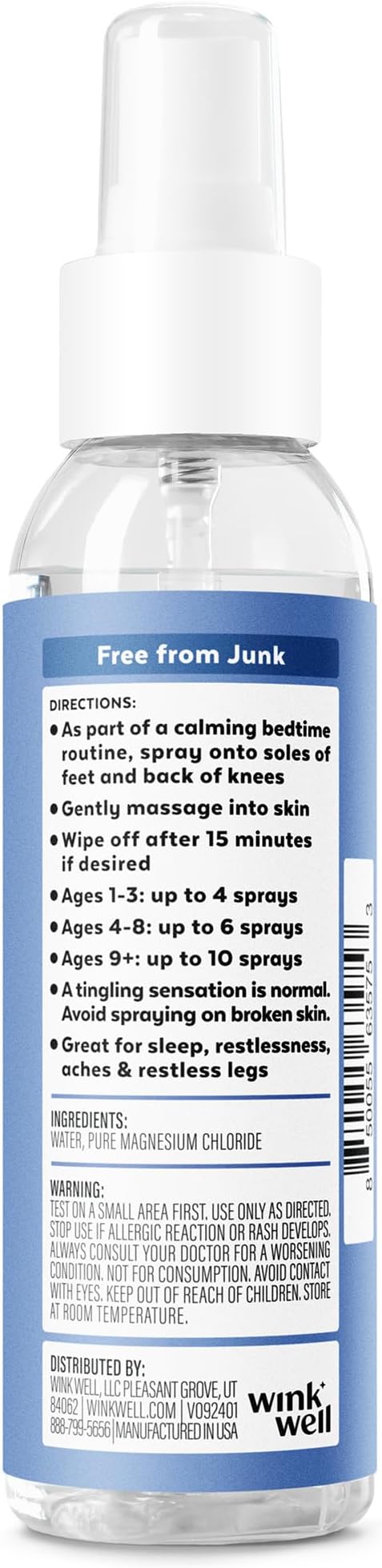 Wink Well Magnesium Calming Spray for Relaxation Sleep for Kids and Adults 2 Pack