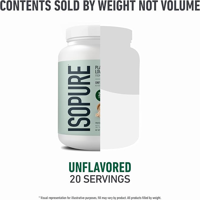 Isopure Plant-Based Protein Powder Lactose Free Gluten Free With Iron Unflavored 20g Plant Protein Per Serving 1.15 Lbs 20 Servings