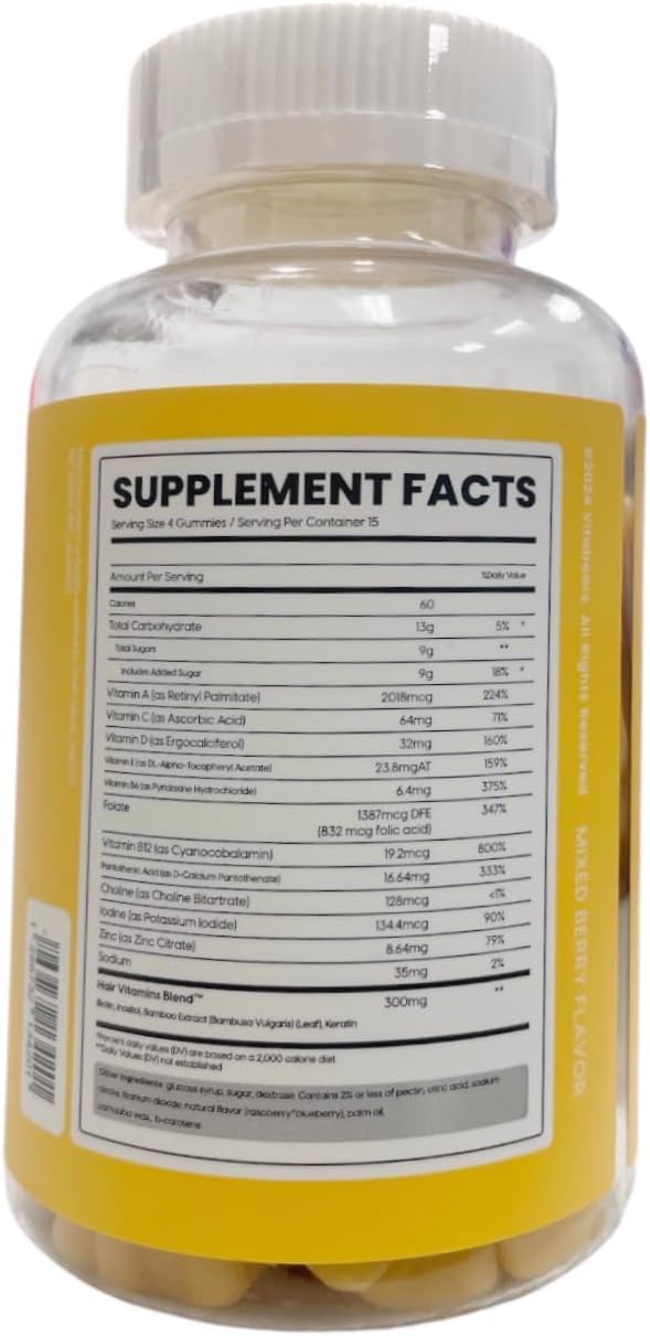 Hair Vitamins Biotin + Keratin Chewablle Gummies - 60 Count