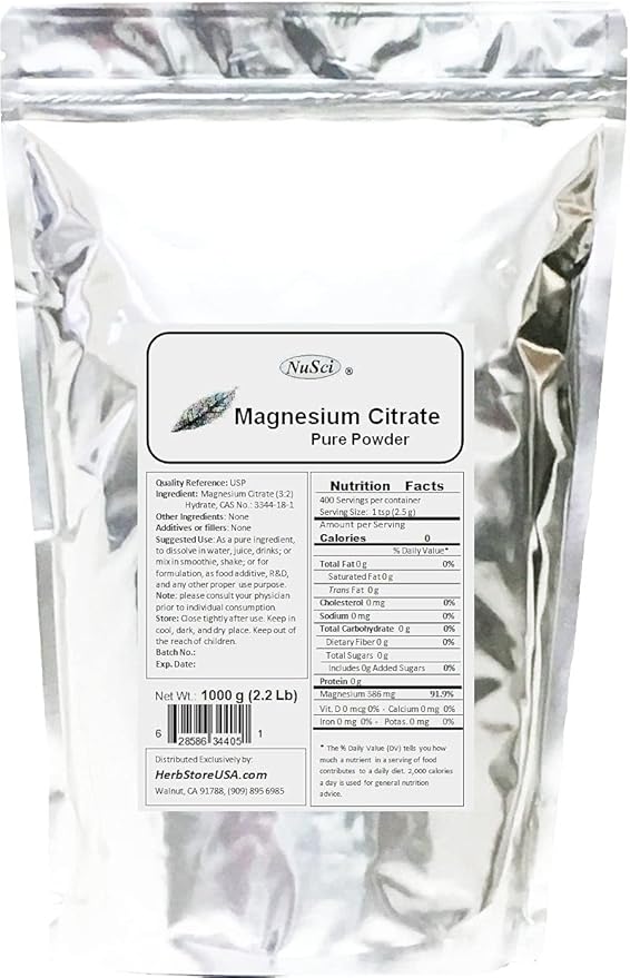 Magnesium Citrate Powder 227g (8 oz) Bulk Pure Energy and Enzyme