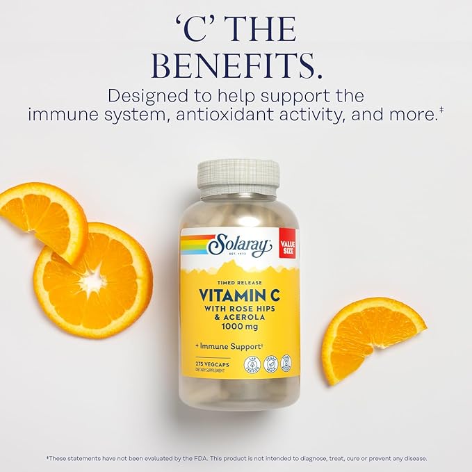 SOLARAY Calcium Magnesium Zinc and Timed Release Vitamin C - Bone Health Immune Support Bundle 1000mg Calcium 500mg Magnesium 1000mg Vitamin C Supplement Vegan 60-Day Guarantee 275 VegCaps Each
