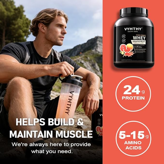 Grapefruit Flavored Whey Protein Powder24g Protein per Serving Fast-Absorbing Concentrated whey Protein Low Sugar Gluten-Free Natural Flavor3.5lbs(56oz)