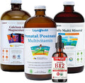 LIQUIDHEALTH Women's Health &amp Vitality Daily Liquid Multivitamin Bundle with Prenatal/Postnatal Multivitamin Calcium &amp Magnesium Daily Multi Mineral &amp Organic Vitamin B12 Drops - USA Ma