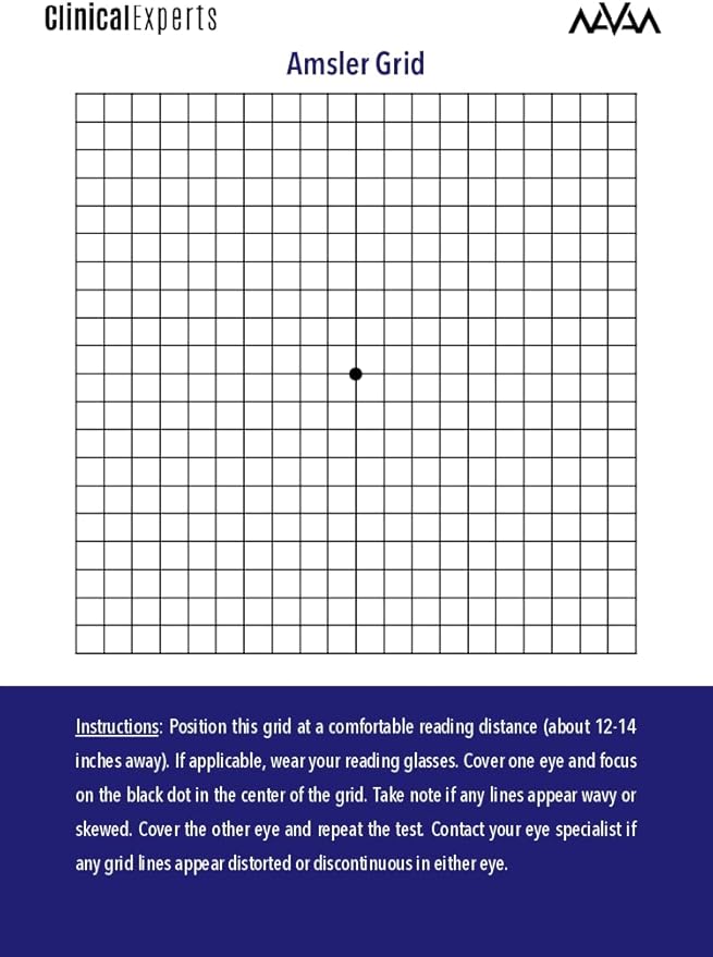 Navan EyeRx Eye Vitamins &amp Minerals for General Eye Health &amp Amsler Eye Grid Daily Vision Screening Tool by Clinical Experts