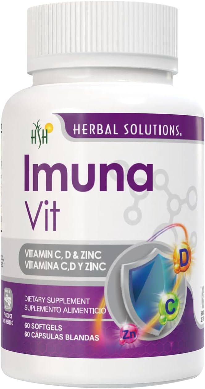 Herbal Solutions Imuna VIT - Vitamin D3 Complex with Zinc - Immune System &amp Bone Health Support Supplement - 60 Softgels (650mg)*
