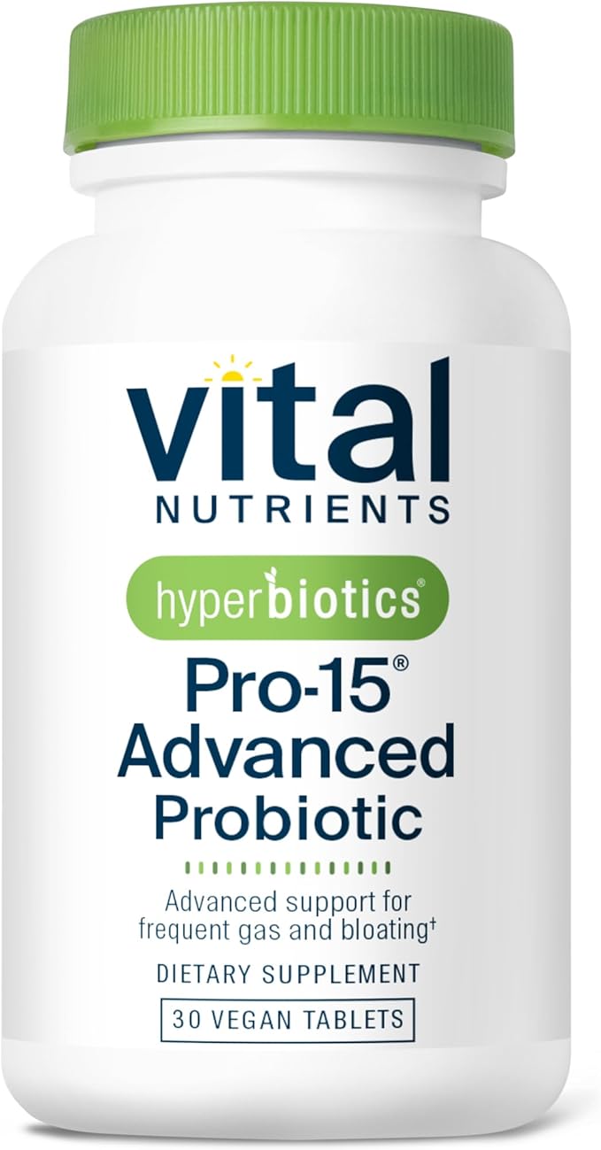Hyperbiotics Vital Nutrients Pro-15 Advanced Probiotics for Women and Men | 15 Strains + Kiwifruit | Clinically Studied Daily Probiotics for Digestive Health Gas &amp Bloating | 30 Vegan Tablets