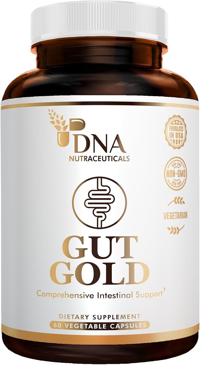 GUT GOLD 5-in-1 Digestive Enzymes Probiotics PreForPro™ Prebiotics Postbiotics Yeast Fermentate &amp Immune Support - For Women's &amp Men's Gut Health - Non-GMO Vegetarian caps. Made in the U