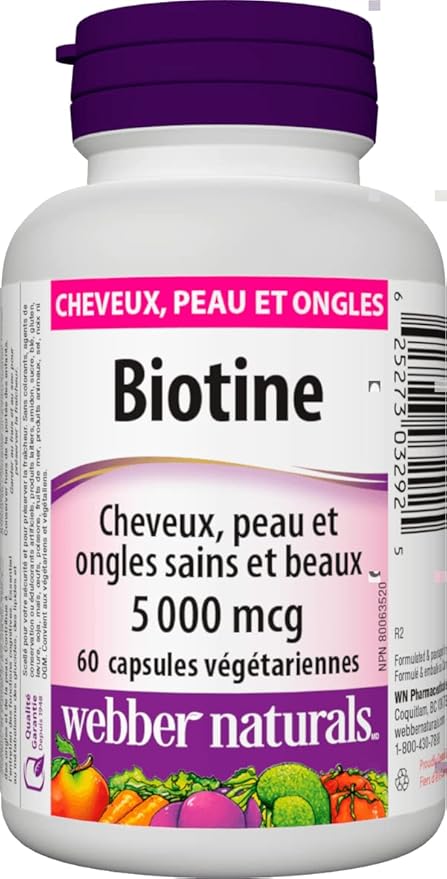 Webber Naturals Biotin 5000 mcg 60 Vegetarian Capsules