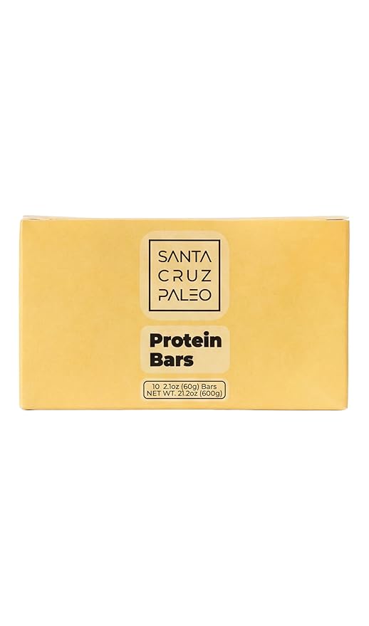 Santa Cruz Paleo Protein Bar – 20g Grass-Fed Whey &amp Collagen Protein – Wildflower Honey Sweetened No Seed Oils High Protein Snack Bar (Peanut Butter Flavor Pack of 10)