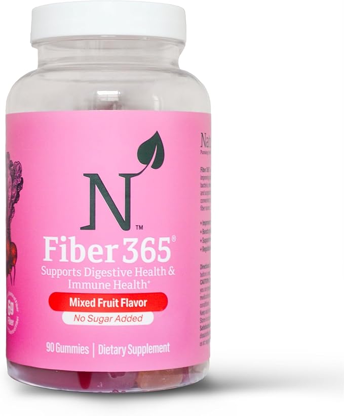 Fiber 365 Gummies Fiber Gummies for Adults | Digestive &amp Immune Support Prebiotic Fiber Supplement from Beets | Supports Gut Health | No Sugar Added Mixed Fruit Flavor | 30 Servings