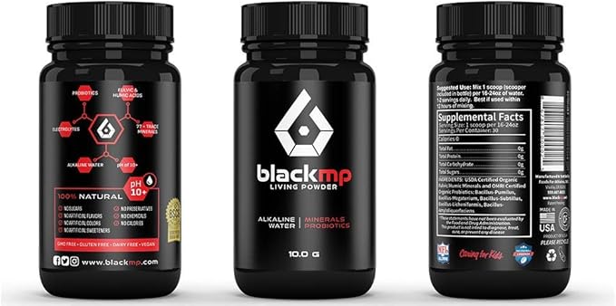 BlackMP Living Powder - SBO Probiotic Fulvic and Humic Minerals (30 Servings) All Natural Formula Promotes Optimal Health for Women Men and Children.Improve Immune System Function and Digestion!