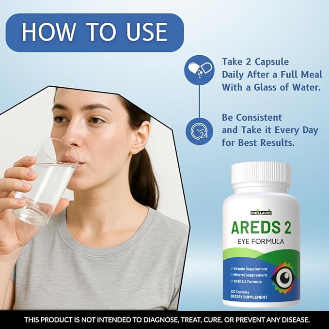 Areds 2 | Eye Vitamin | Eye Formula | Advance Eye Care Supplement | Capsules for Men &amp Women 360 Capsules (Pack 3)