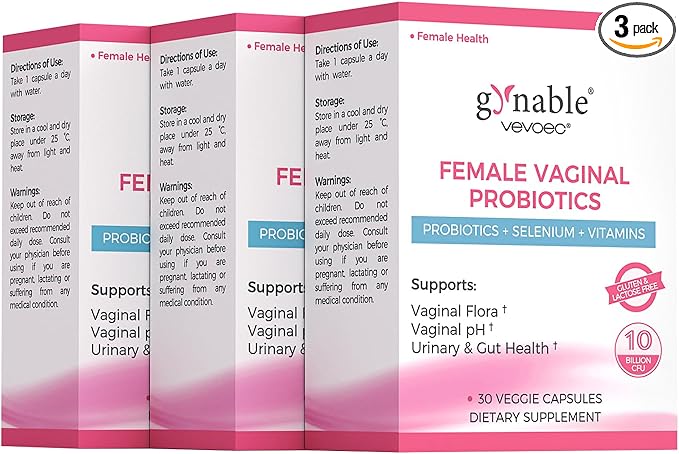 Gynable Vaginal Probiotics for WomenFemale Probiotic for pH Balance with Lactobacillus 10 Billion CFU Probiotics BlendSelenium-Vitamin D3Promote Healthy Vaginal Odor &amp Vaginal Flora90 Count