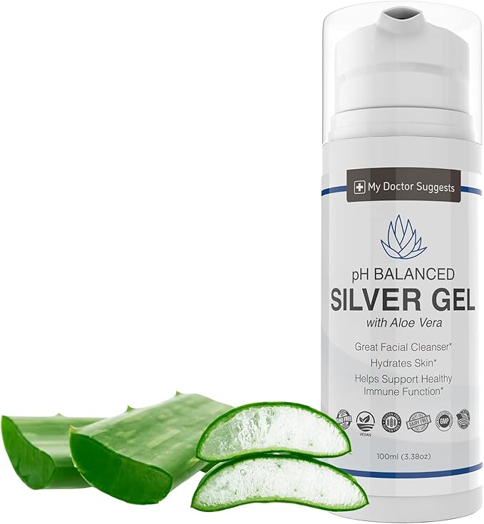 Extra Strength Colloidal Silver Gel 30ppm with Aloe Vera - pH Balanced Structured Silver - Triple Strength Soothe &amp Relieve - Easy Pump Bottle 3.38Oz (4 Pack)