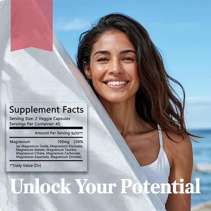 8-in-1 Magnesium Complex 1000mg - Features Elemental Magnesium &amp Citrate - 90 Capsules (2)