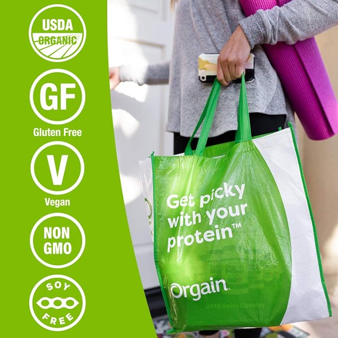 Orgain Organic Vegan Protein Powder + Greens Creamy Chocolate Fudge (1.94lb) and Organic Vegan Protein Powder Peanut Butter (2.03lb) Bundle