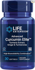 Life Extension Super Omega-3 Fish Oil Curcumin Elite Turmeric Extract &amp Ginger Softgel Bundle - 240 + 30 Count
