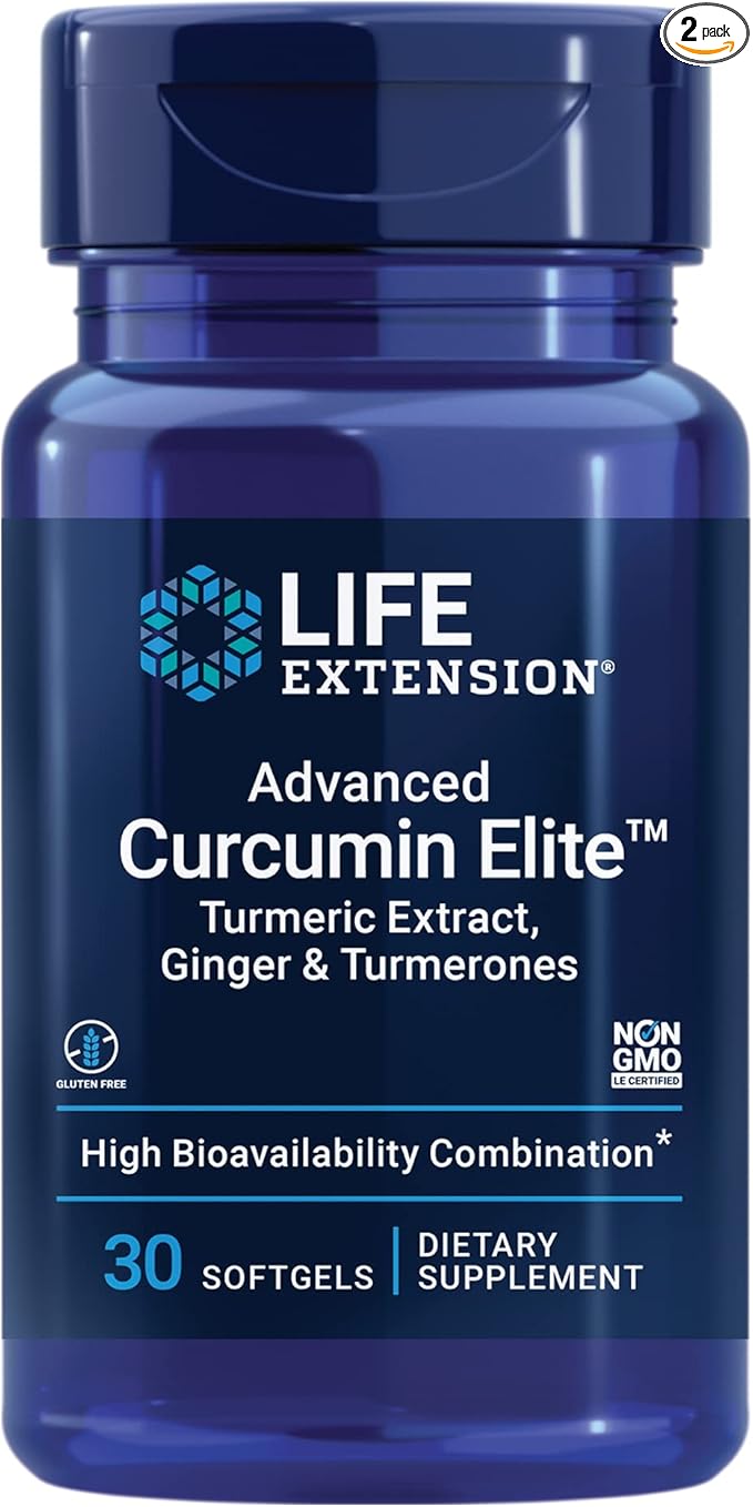 Life Extension Super Omega-3 Fish Oil Curcumin Elite Turmeric Extract &amp Ginger Softgel Bundle - 240 + 30 Count