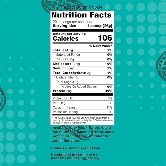Bariatric Eating Inspire Peanut Butter Cookie 20g Whey Protein Isolate Powder (20 Servings)