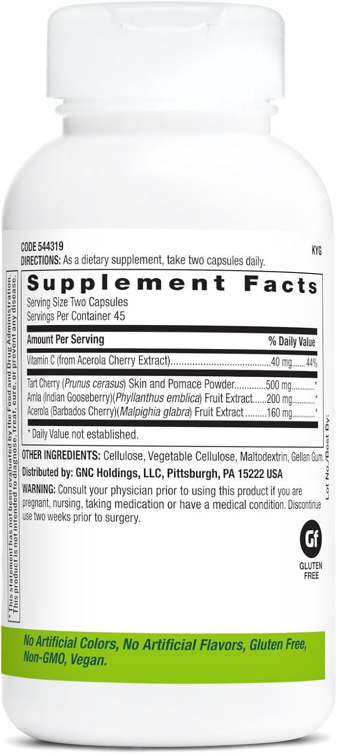 GNC SuperFoods Cherry Complex 3 Powerful Super Fruits 90 Vegan Capsules