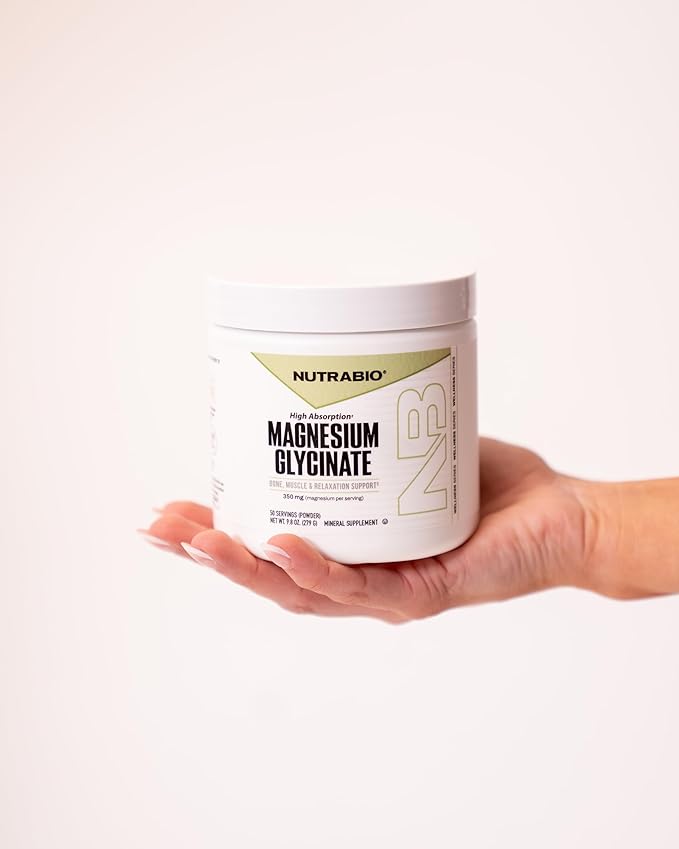 NutraBio Magnesium Glycinate Powder for Sleep- Sleep Supplement Supports Relaxation Heart Health and Metabolism- 350 mg- Unflavored Drink Mix- 50 Servings