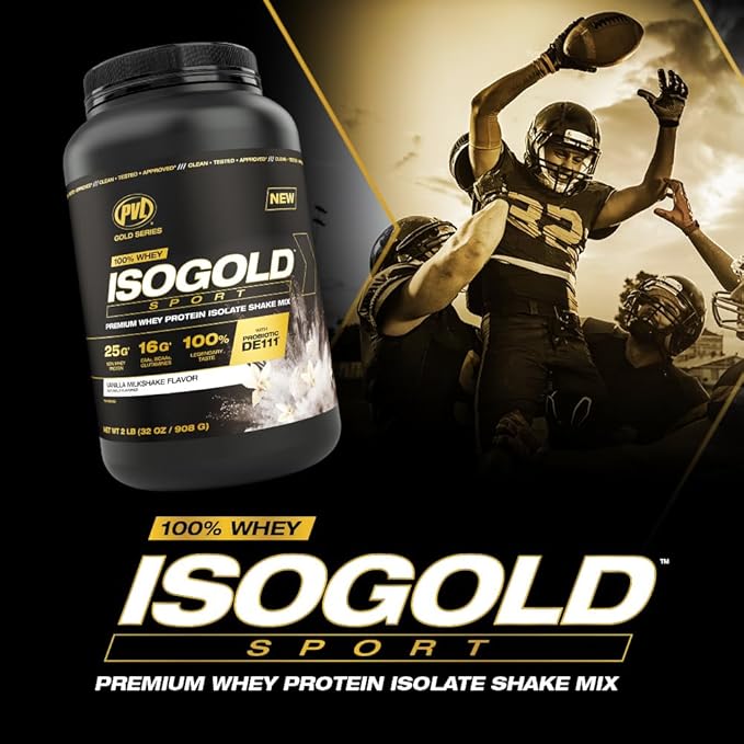 PVL Gold Series - 100% Whey ISOGOLD Sport - Premium Whey Protein Isolate Shake Mix - 2 LB - Triple Chocolate