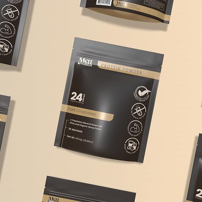Dark Chocolate Grass-Fed Whey + Hemp Heart Protein Powder with Bovine Collagen | 24g Protein per Serving | Supports Digestion &amp Daily Wellness | 2.4 lbs (30 Servings)