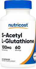 Nutricost S-Acetyl L-Glutathione 100MG 60 Capsules - GMO-Free Vegan