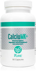 PURE LivePURE CalciuMK+ Capsules | 90ct | Supports Bone Health Collagen Formation &amp Joint Mobility | Non-Dairy Lactose-Free Calcium Supplement for Skeletal Support