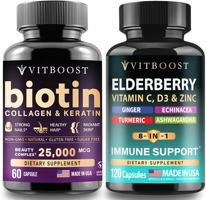 VITBOOST Biotin Collagen Keratin with Immune Support – Hair Skin Nails &amp Immune Support
