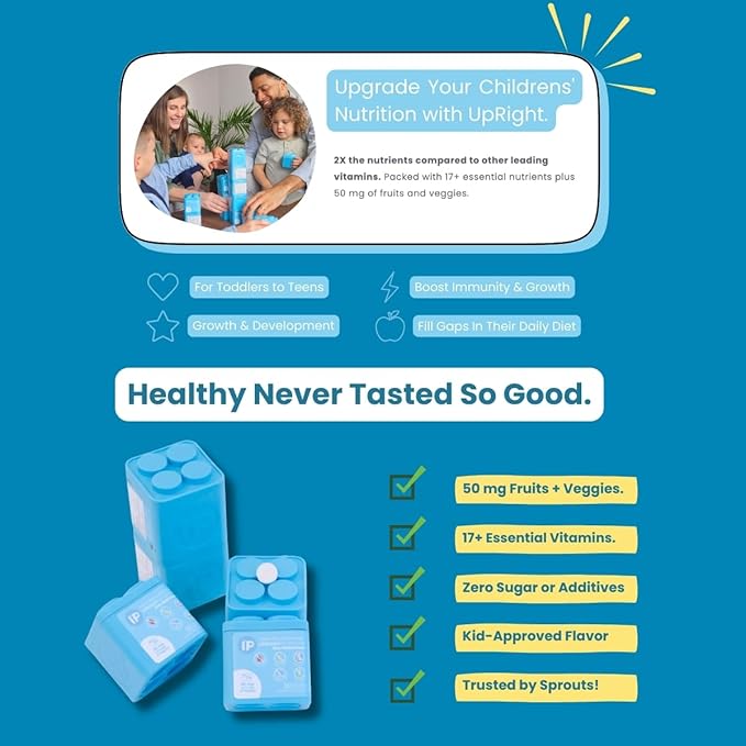 Children's Multivitamin | 30 Day Supply | Chewable Sugar-Free | 17+ Essential Vitamins &amp Minerals with 50mg of Fruits &amp Veggies