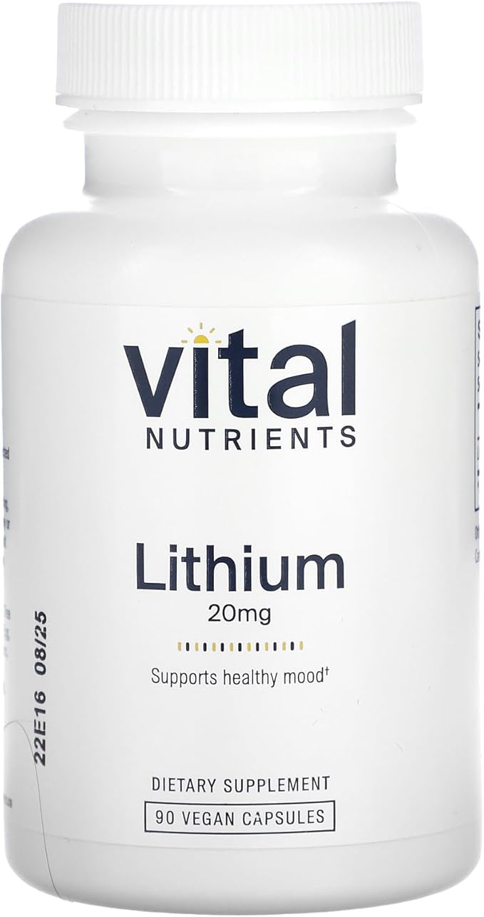 Vital Nutrients Lithium Orotate - Vegan Lithium Supplements for Memory State of Mind and Behavioral Health* - 20mg - Gluten Dairy Soy Free - 90 Capsules