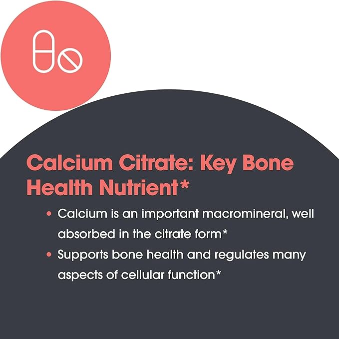 Nutricology Calcium Citrate - Pure Calcium Bone Strength Well-Absorbed 150mg Supplement Vegetarian Capsules - 180 Count
