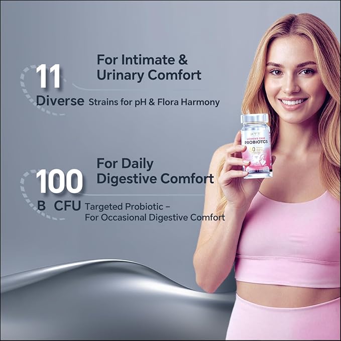 KTT Probiotics Made in the USA PH Balance for Women 100 Billion CFUs Womens Probiotic for Urinary Odor Control Flor Ph Balance &amp Hormone 60 Caps