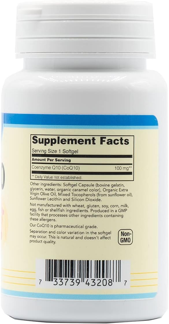 CoQ10 - Coenzyme Q10 Natural Antioxidant Support for Heart Health and Normal Energy Production for Men &amp Women