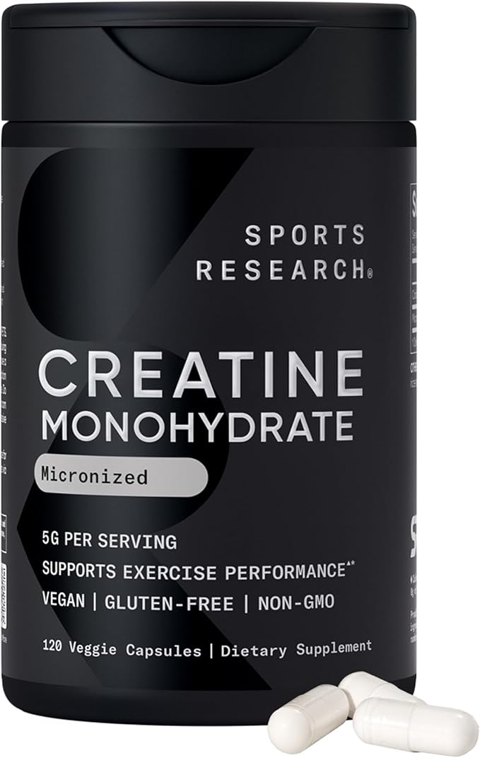 Sports Research® Health Pack - Creatine Monohydrate Powder + Collagen Peptides + Vegan Vitamin D 5000iu &amp Mk7 Vitamin K 100mcg