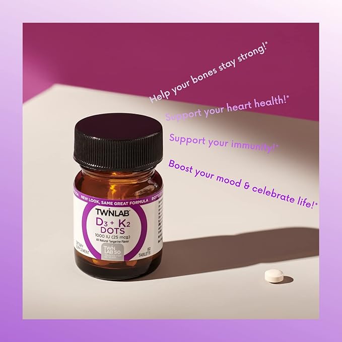 Twinlab Vit D3 1000 &amp K2 Dots 3 pk
