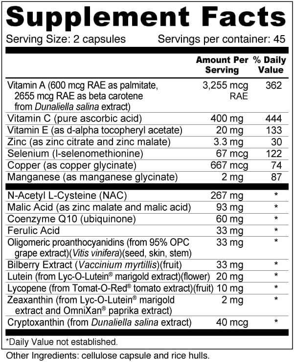 Wellness Resources Daily Protector Eye &amp Immune - Lutein Lycopene Zeaxanthin Cryptoxanthin Bilberry and More for Eye Immune and Skin Health (90 Capsules)
