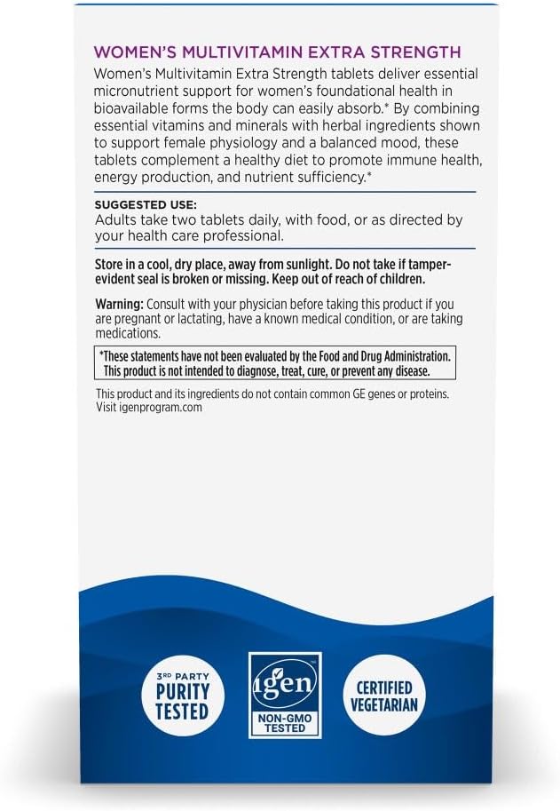 Nordic Naturals Women’s Multivitamin Extra Strength - Skin Hair Energy &amp Bone Support - Immunity Supplement - 20 Essential Nutrients - 60 Tablets - 30 Servings