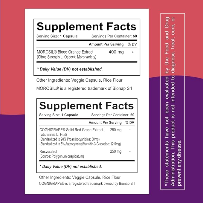 All in One C3G Bundle - Morosil &amp Resveratrol Complex with Clinically Tested Cognigrape Red Grape Extract - Metabolism Brain Health Wellness Support - Non-GMO Gluten-Free Vegan Supplement