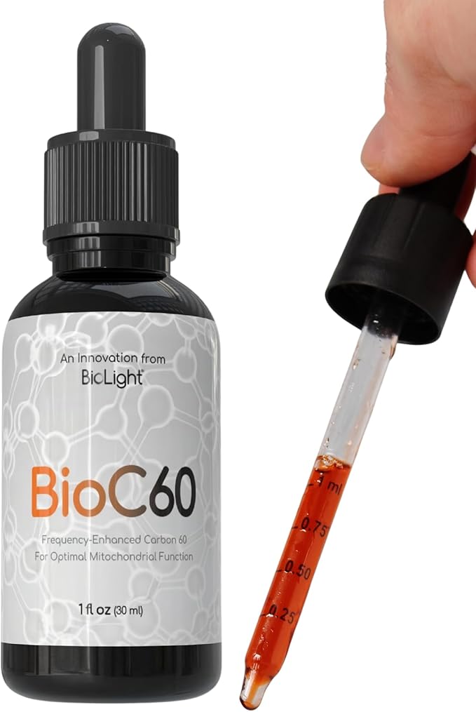 BIOLIGHT BioC60 Antioxidant Supplement - Frequency-Enhanced ESS60 Carbon 60 in Tuscan Organic Extra Virgin Olive Oil &amp Astaxanthin Oil - Vegan Friendly for Daily Wellness Support (30 Days)