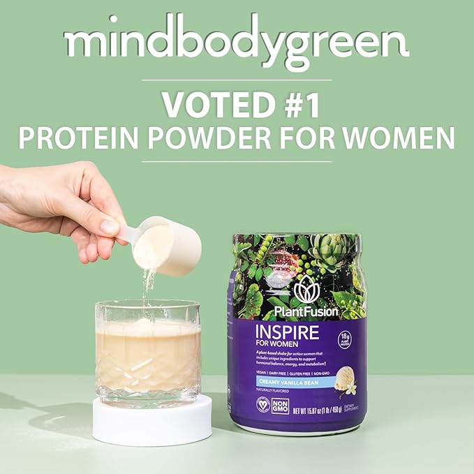 PlantFusion Inspire Plant Protein Powder for Women - Low Carb Protein Powder for Lean Muscle Support - Keto Gluten Free Soy Free Non-Dairy No Sugar Non-GMO - Rich Chocolate 1 lb